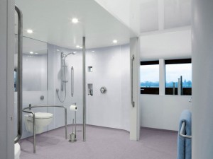 Hygienic Wall and flooring from Altro used in an adapted wet-room