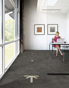 Carpet tiles with floor markings for social distancing