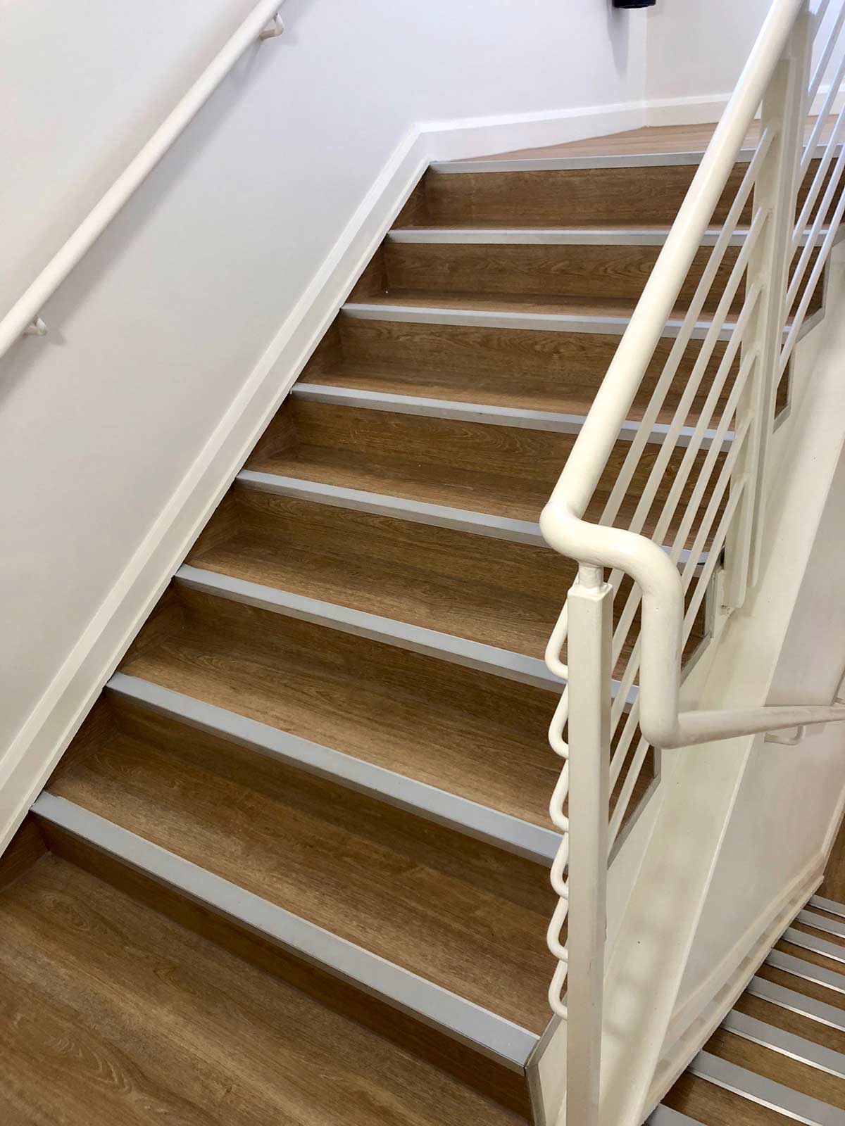 Moduleo Luxury Vinyl flooring on stairs in an Exeter care home