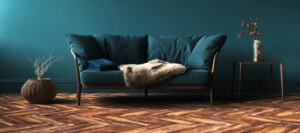 Sanded Wooden Floor with Sofa