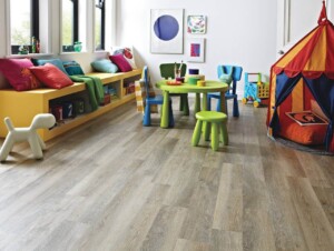 Karndean Knight Tile KP99 Lime Washed Oak in a Playroom. Image supplied by Karndean.