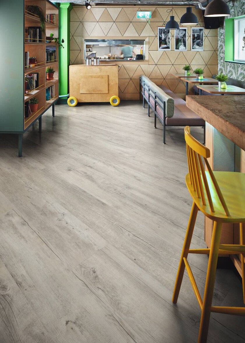Karndean Van Gogh Light Distressed Oak Restaurant Bar. image supplied by Karndean. Available from Flooring Matters in Devon to supply and install