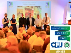 Andy Law Director of Flooring Matters with reps from Heckmondwicke, Polyflor, F Ball and Altro at the CFA Award 2021
