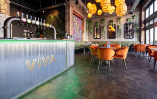 Ground floor of Viva Restaurant Torquay, TLC Massimo Herringbone Plank flooring installed by Flooring Matters SW Ltd